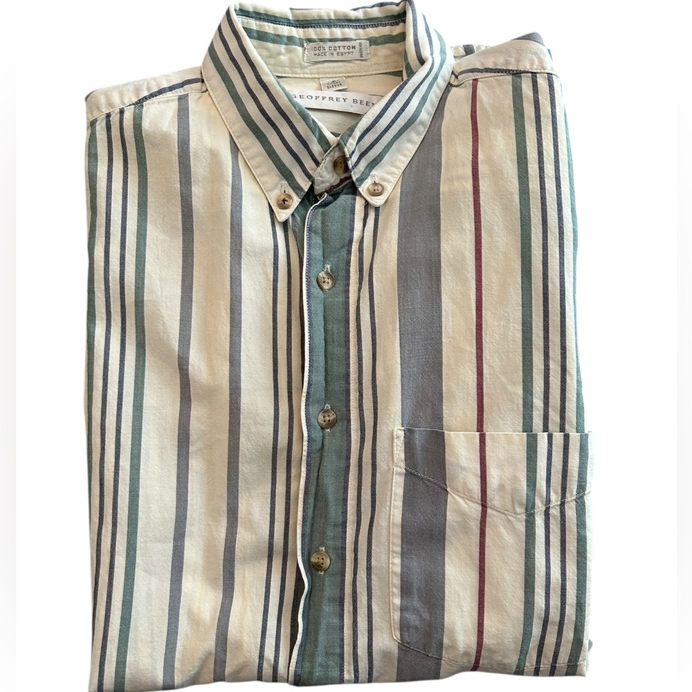 Vintage Geoffrey Beene Mens Button Up Shirt Medium Short‎ Sleeve 100% Cotton